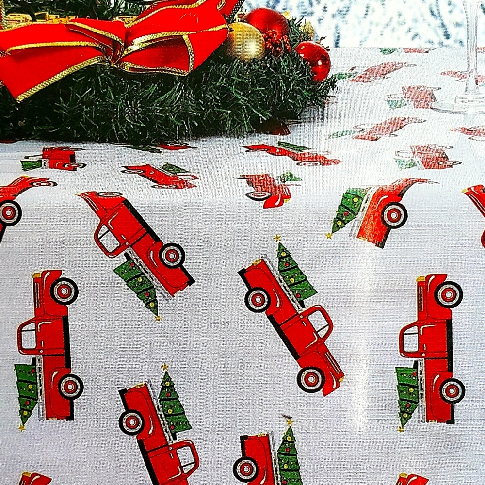 Red Truck Christmas Tablecloth